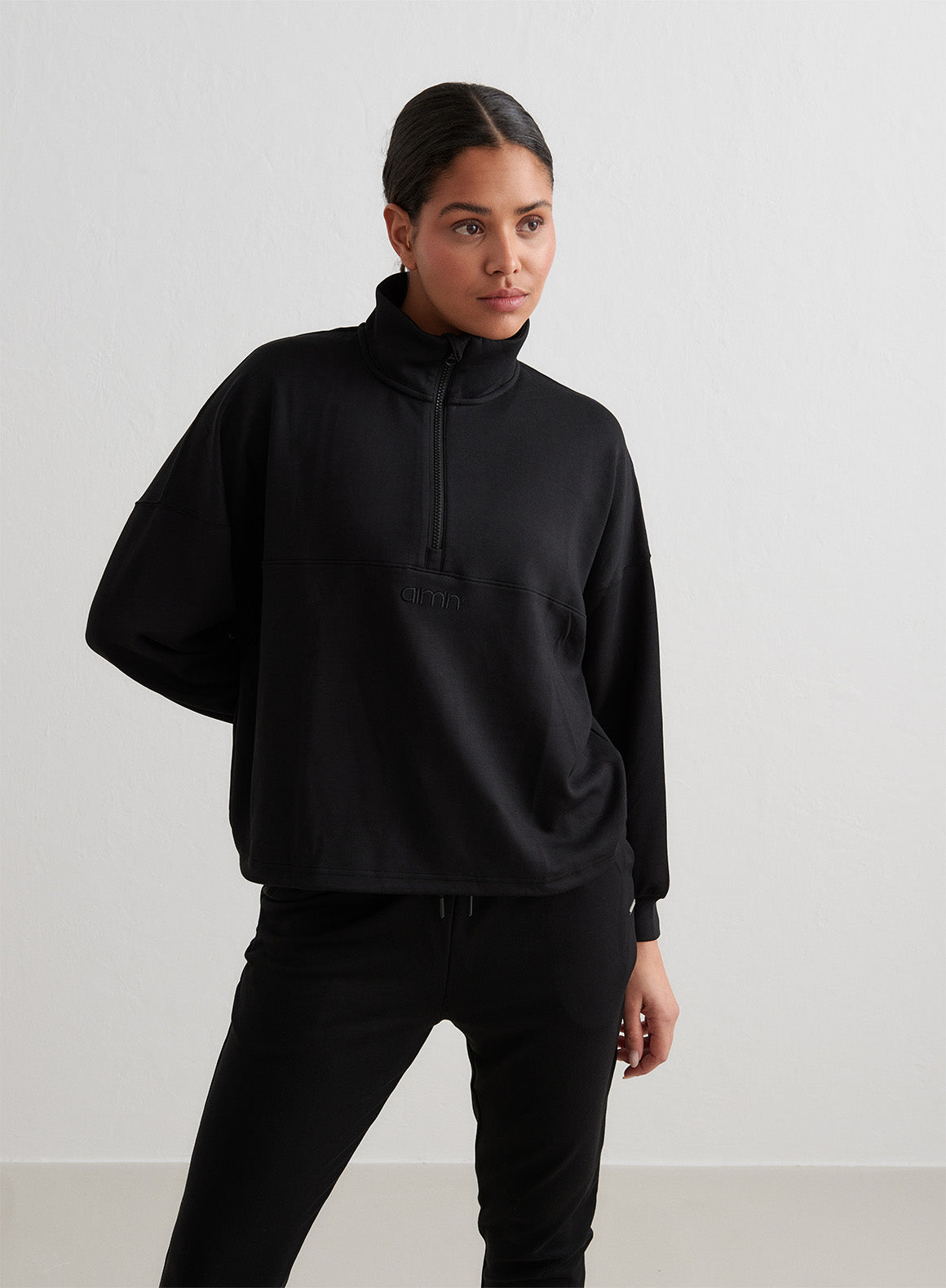 Black Comfy Half Zip – AIM'N EU